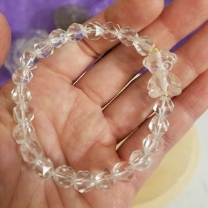 Duffy bear rose quartz faceted clear quartz  bracelet